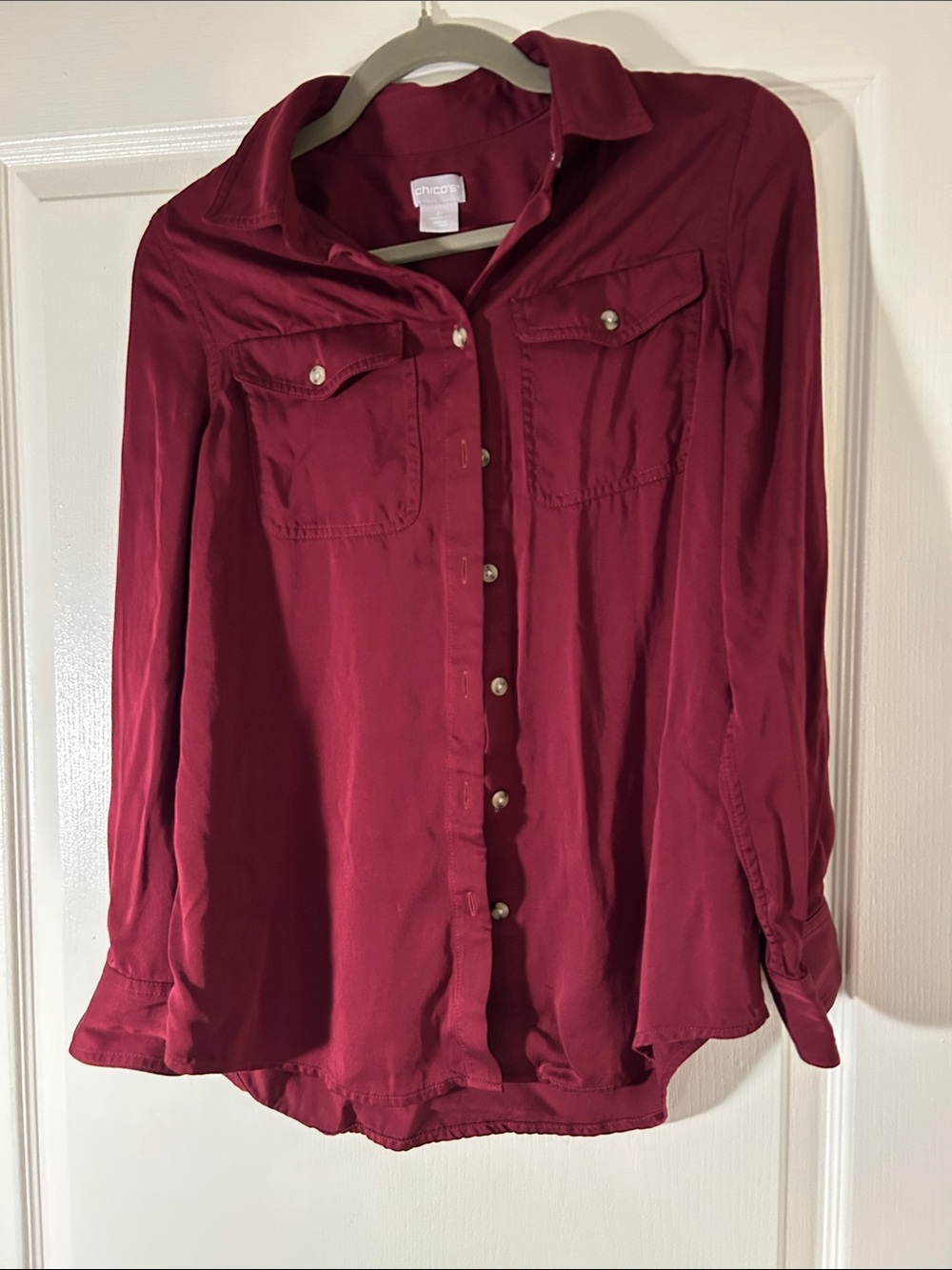 Chico's Deep Wine Button-Down Shirt